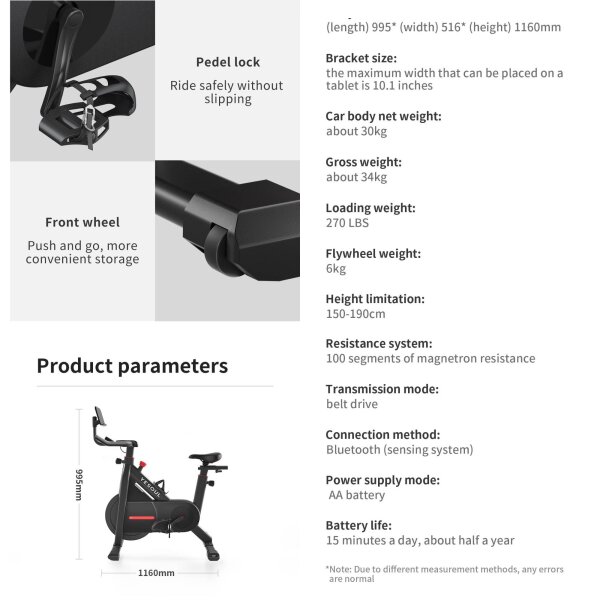 C1A PAMETNI MAGNETNI SOBNI BICIKL - CRNI
