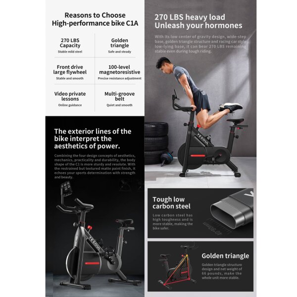 C1A PAMETNI MAGNETNI SOBNI BICIKL - CRNI